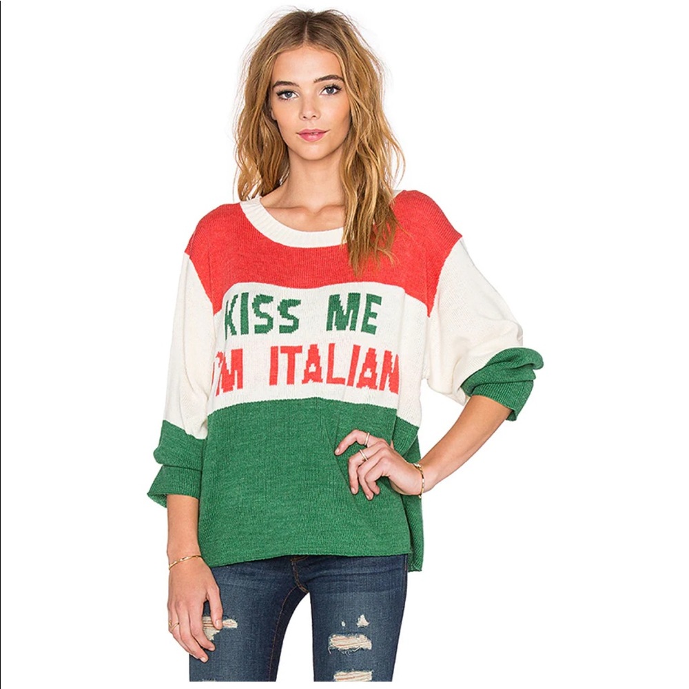 Kiss Me I'm Italian Sweater RARE by Wildfox Couture